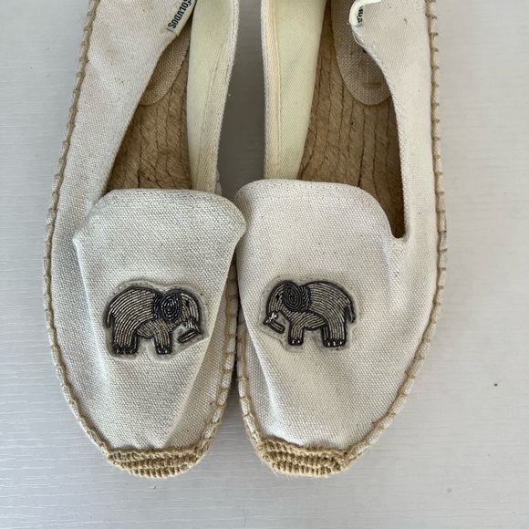 Soludos Shoes Womens 9 Beaded Elephant Canvas Espadrilles Shoes White - Picture 2 of 8